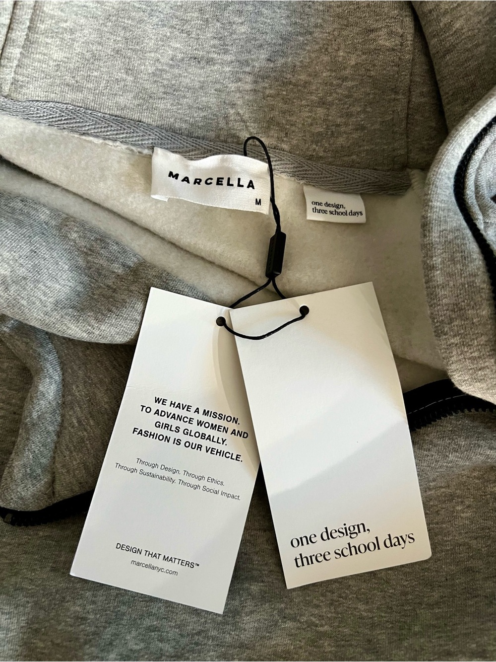 MARCELLA NYC Tompkins Melange Grey French Terry Hoodie Dress - Picture 6 of 12